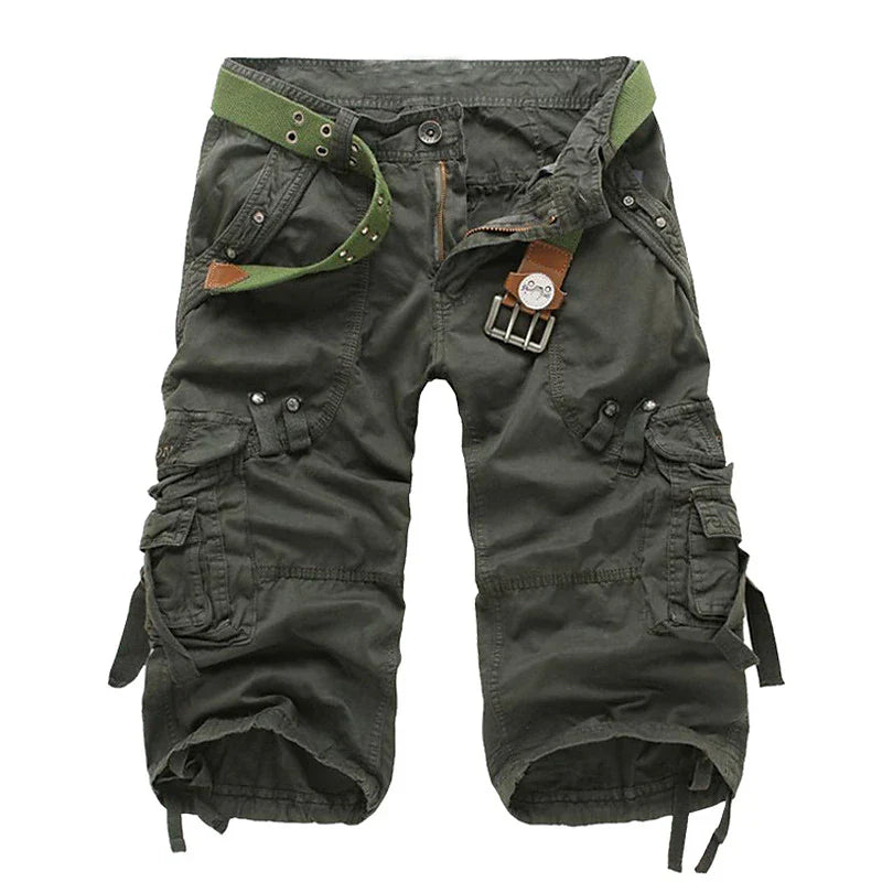 Herren Cargo-Shorts in Uni-Farbe mit mehreren Taschen