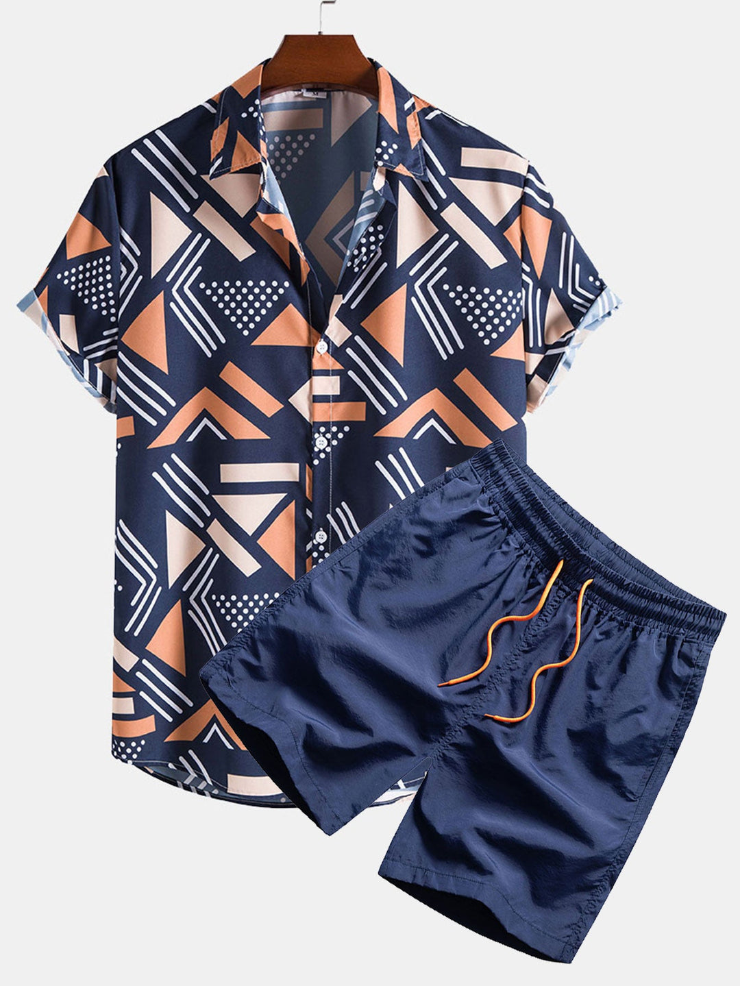 Geometrischer Print Hemd & Schwimmshorts
