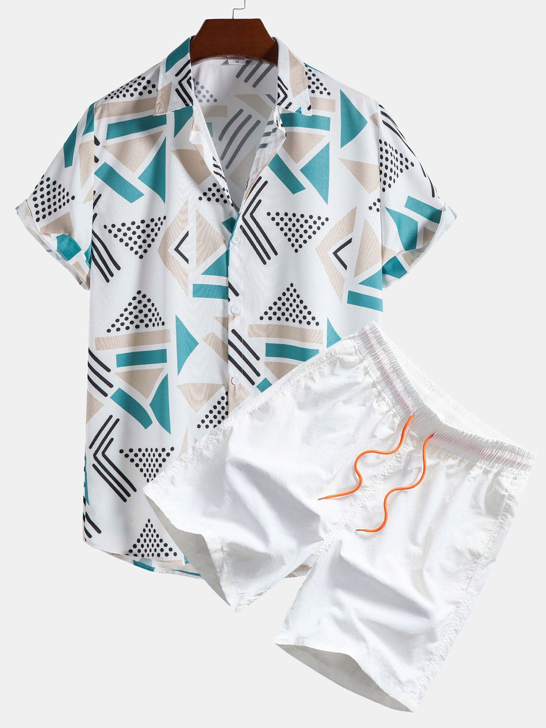 Geometrischer Print Hemd & Schwimmshorts