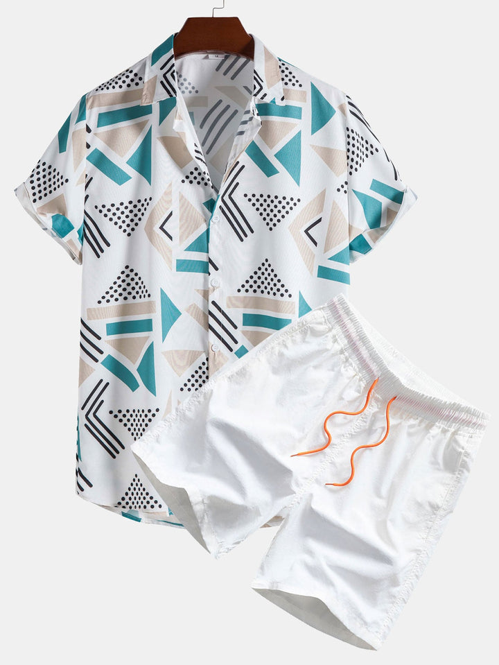 Geometrischer Print Hemd & Schwimmshorts