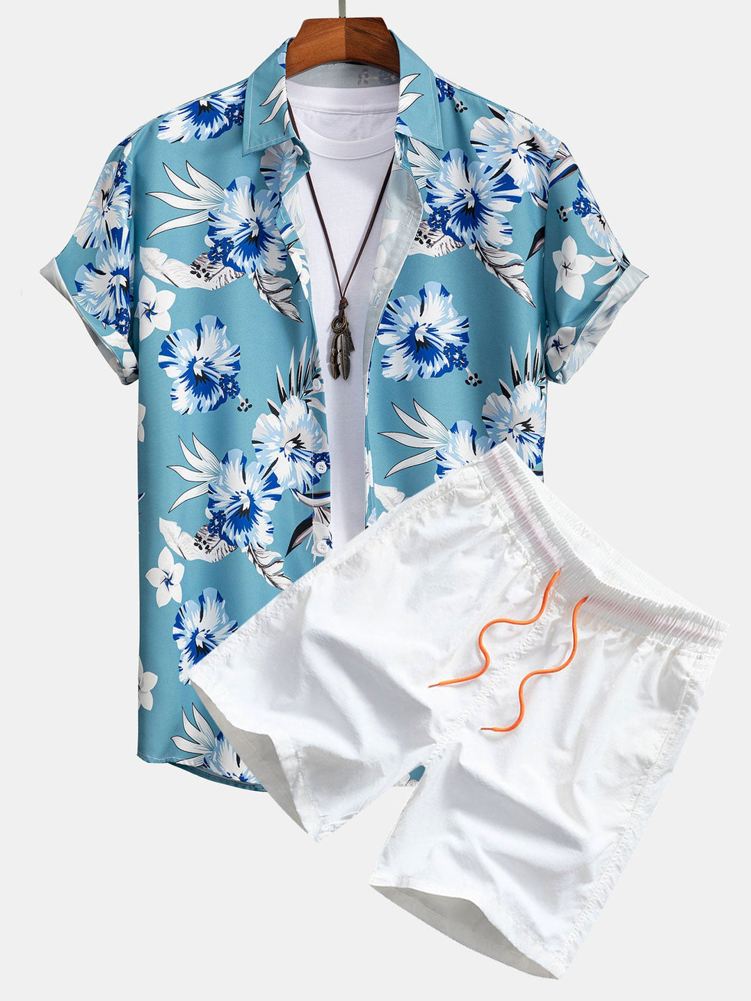 Hemd mit tropischem Blumenmuster & Shorts zum Schwimmen