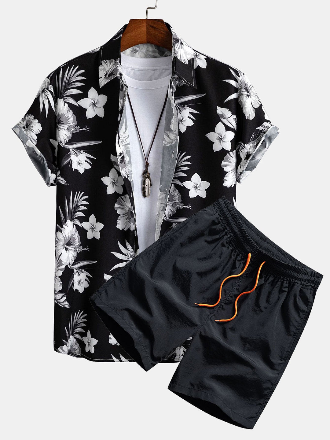 Hemd mit tropischem Blumenmuster & Shorts zum Schwimmen