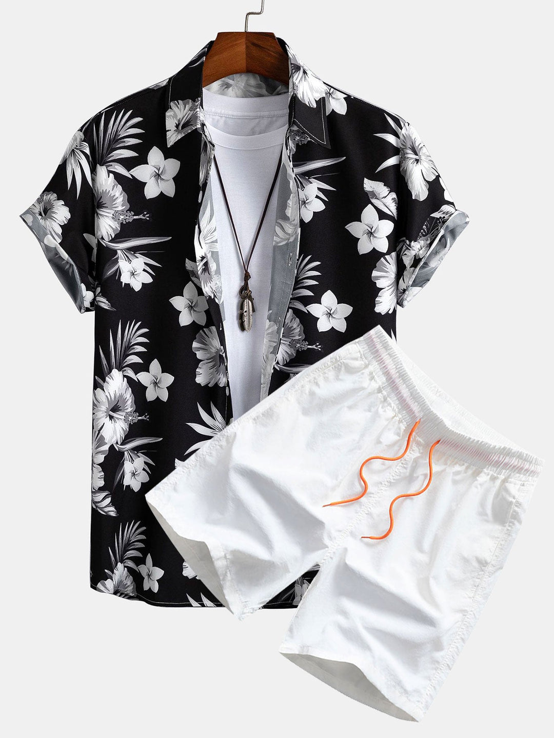 Hemd mit tropischem Blumenmuster & Shorts zum Schwimmen