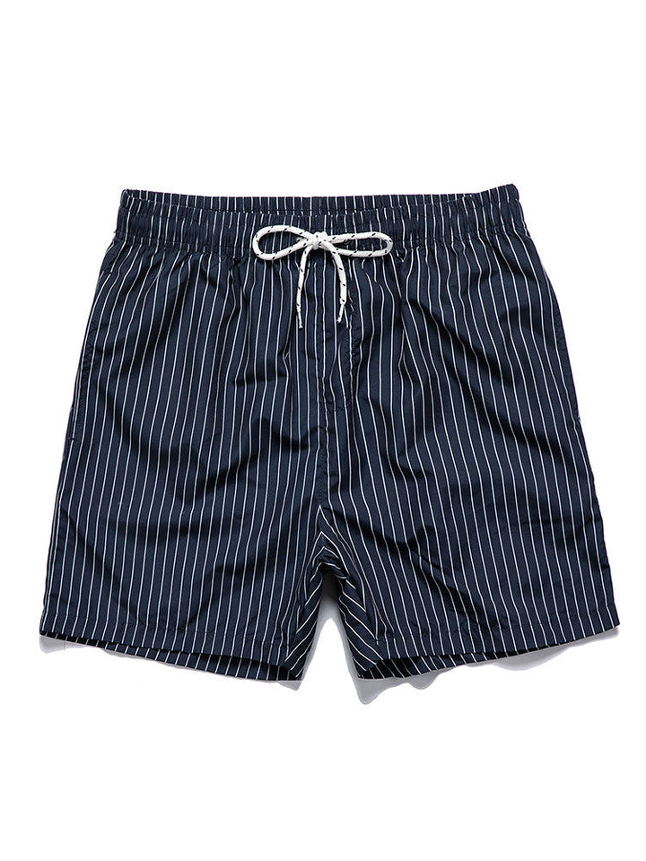 Hemd im Leinen-Look mit kurzen Ärmeln und gestreifte Shorts zum Schwimmen