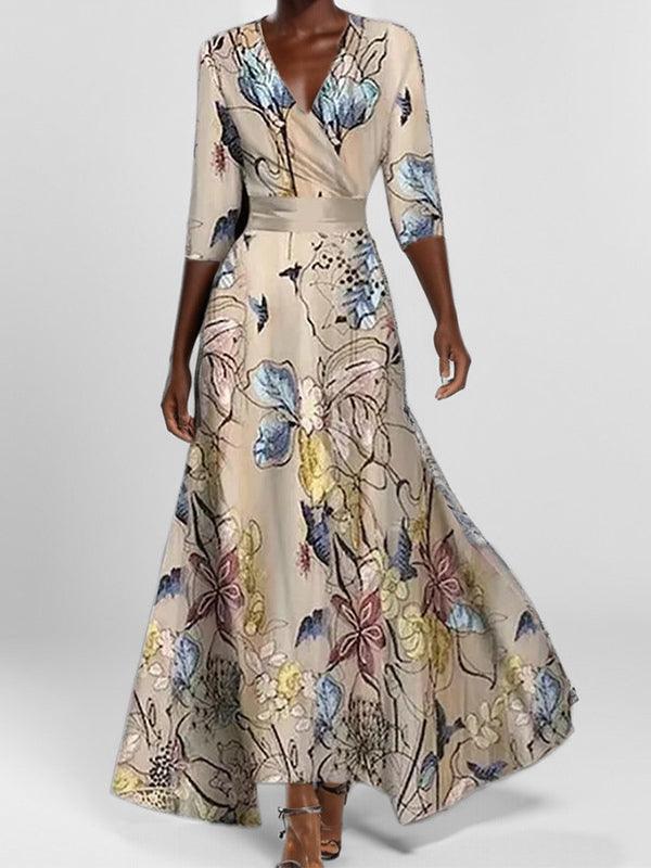 Lea | Strand-Glamour Elegantes Maxi-Kleid-Ensemble mit Halbarm