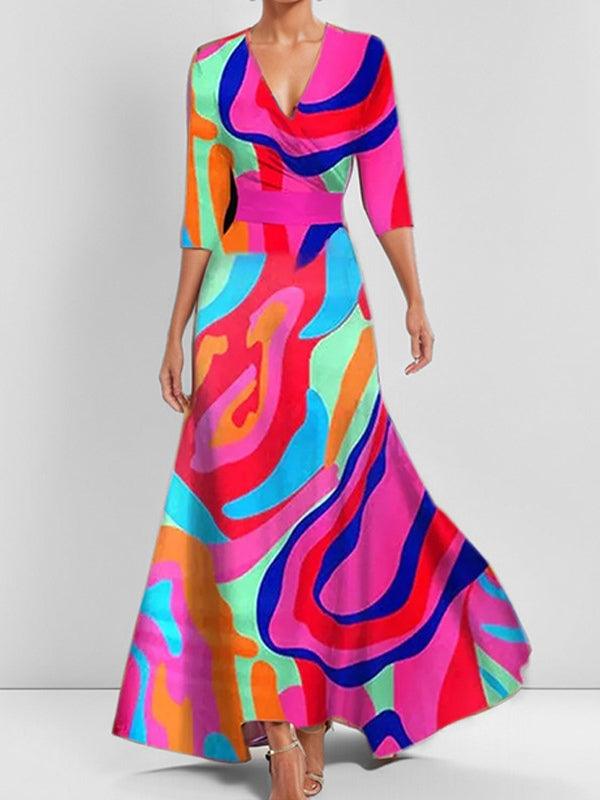 Lea | Strand-Glamour Elegantes Maxi-Kleid-Ensemble mit Halbarm