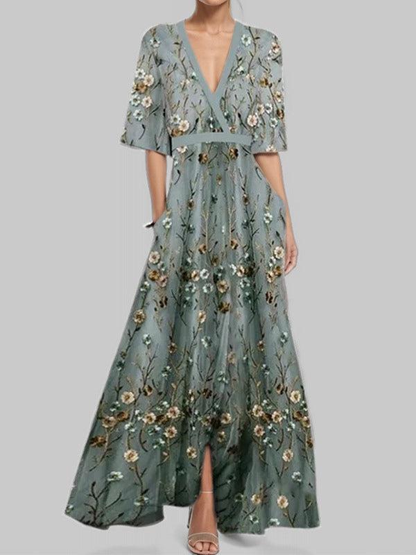 Lea | Strand-Glamour Elegantes Maxi-Kleid-Ensemble mit Halbarm
