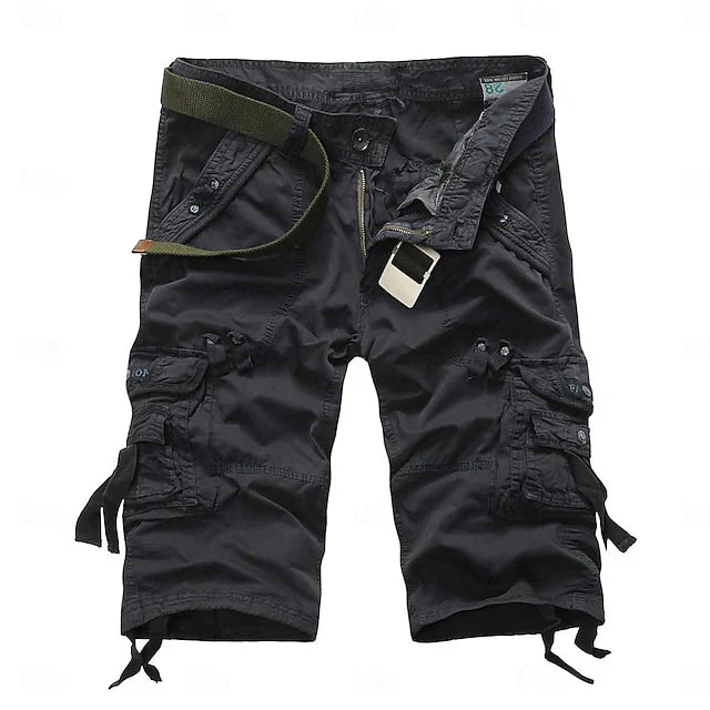 Herren unifarbene Cargo-Shorts mit mehreren Taschen