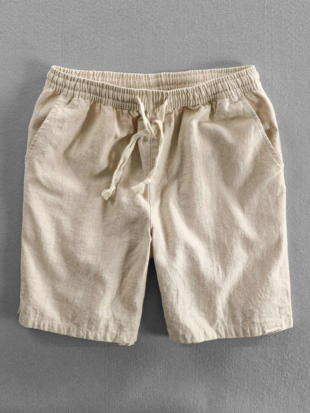 Geometrisches Jacquard Eyelet Cuban Hemd & Shorts aus Leinen-Baumwoll-Mischung