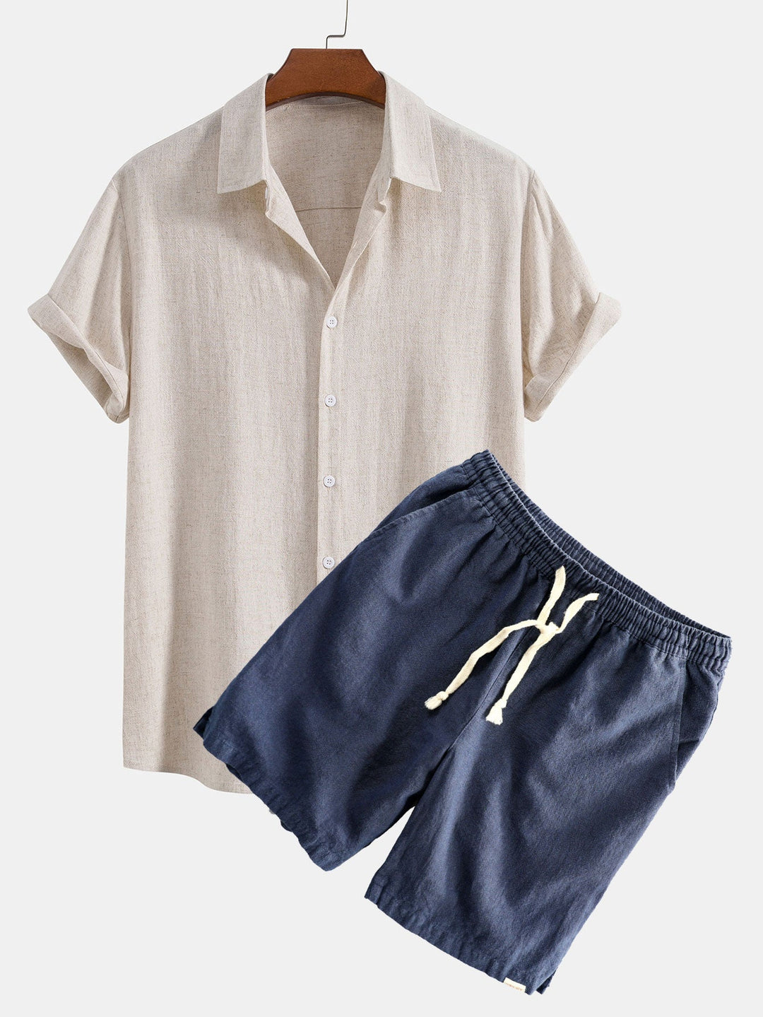 Hemd aus Leinen-Viskose-Mischung mit Knöpfen & Shorts aus Leinen-Baumwoll-Mischung mit Kordelzug