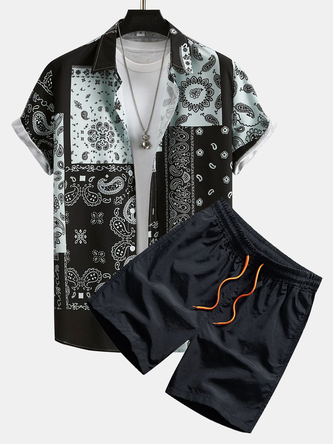 Paisley Patchwork Druck Hemd #Zufälliges Musterdesign# & Swim Shorts