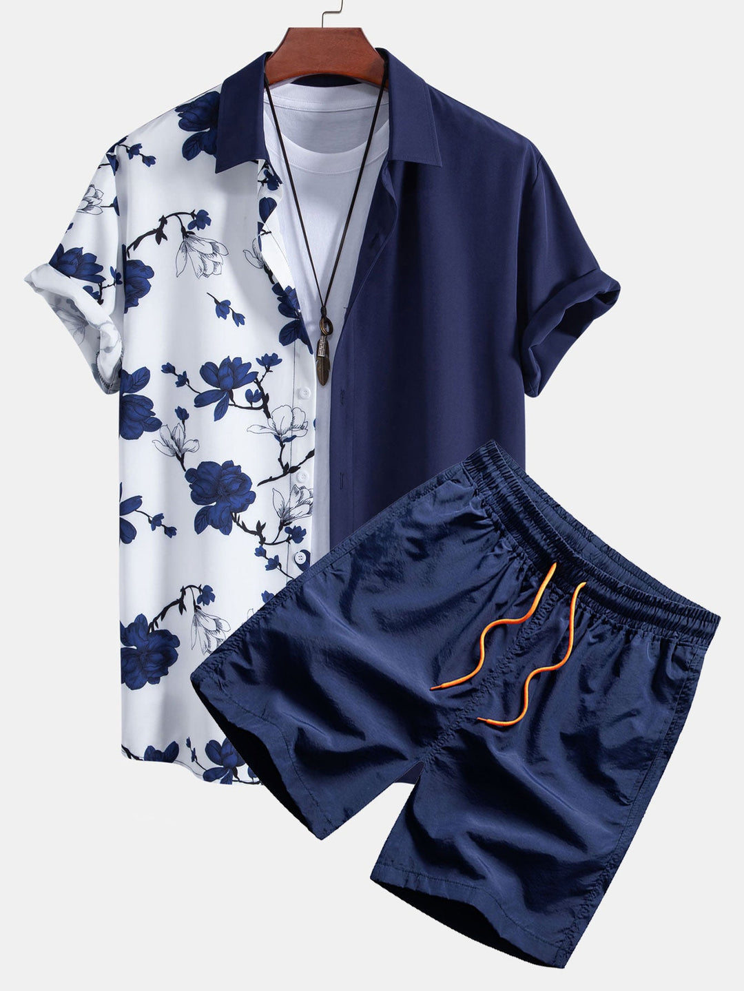 Hemd mit floralem Patchwork-Print und Shorts zum Schwimmen