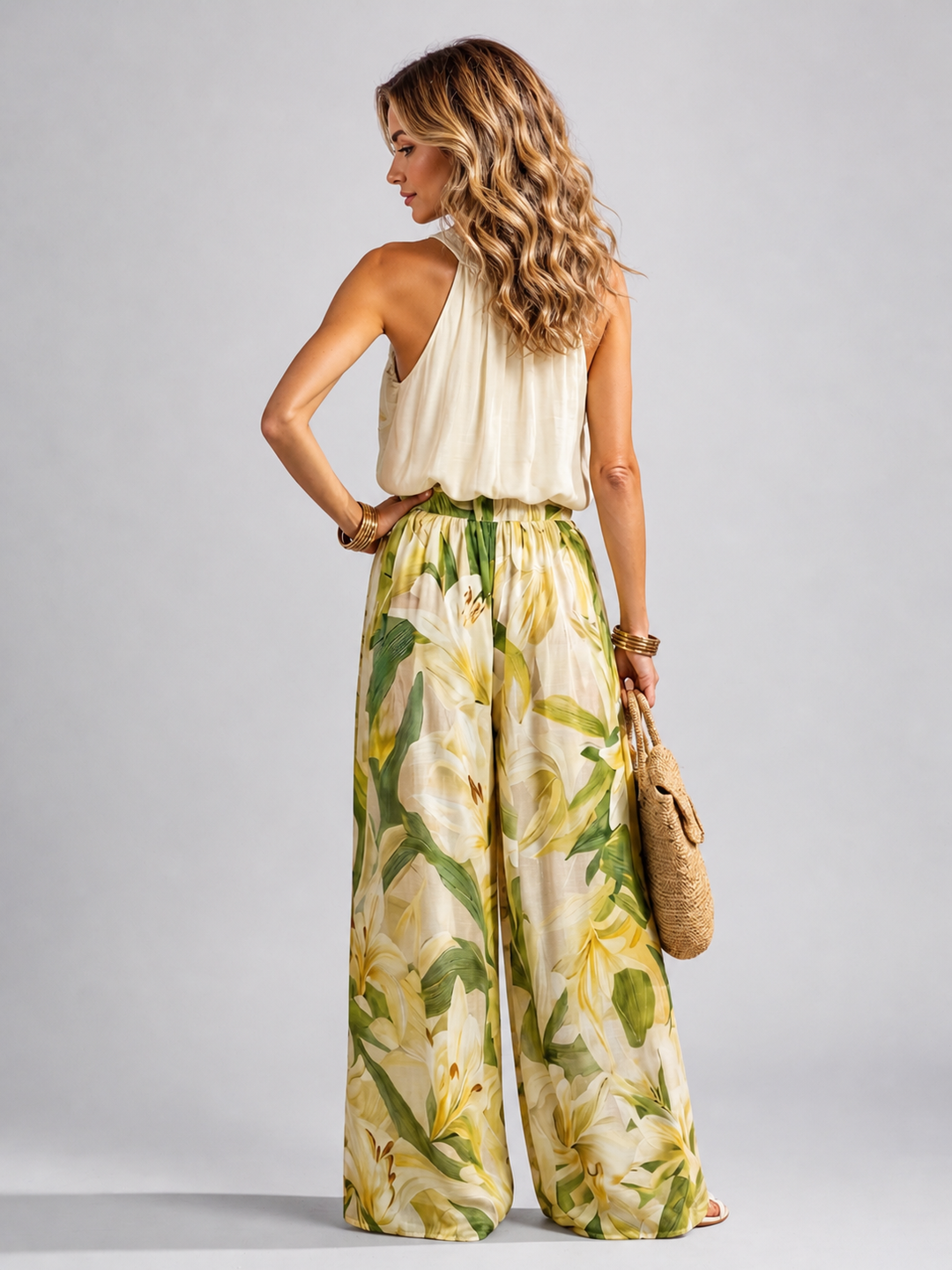 Yvonne | Blumenmuster-Zweiteiliges Set