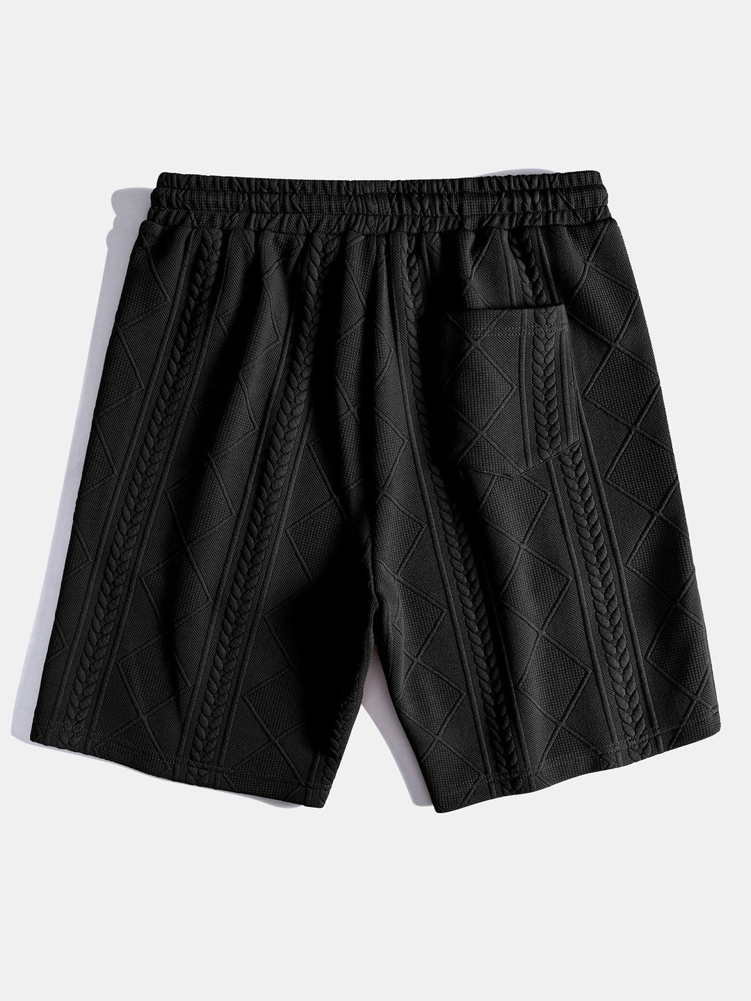 Kurzärmeliges geometrisches Jacquard-T-Shirt mit abgerundetem Saum & Shorts