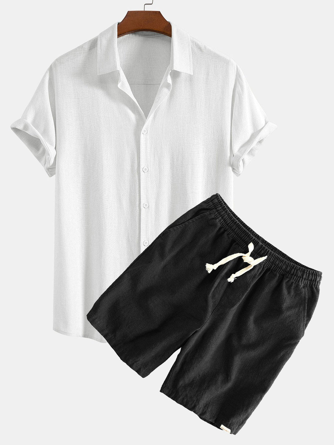Hemd aus Leinen-Viskose-Mischung mit Knöpfen & Shorts aus Leinen-Baumwoll-Mischung mit Kordelzug