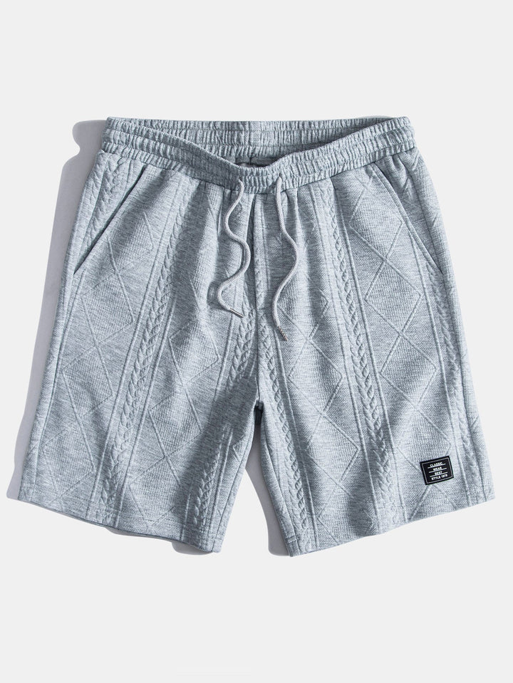 Kurzärmeliges geometrisches Jacquard-T-Shirt mit abgerundetem Saum & Shorts