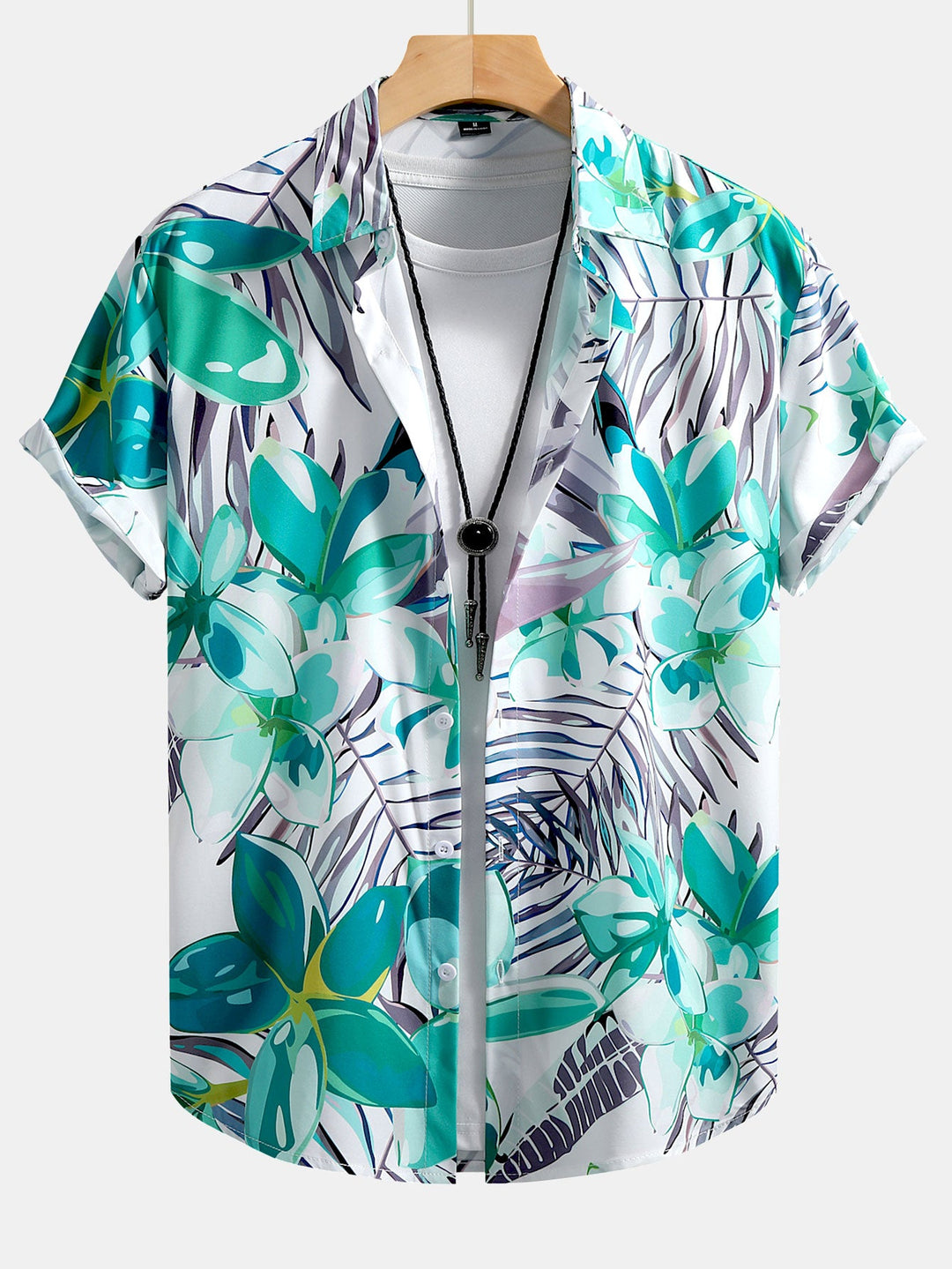 Hemd mit Blumenpflanzenmuster und Knopfleiste sowie Shorts zum Schwimmen