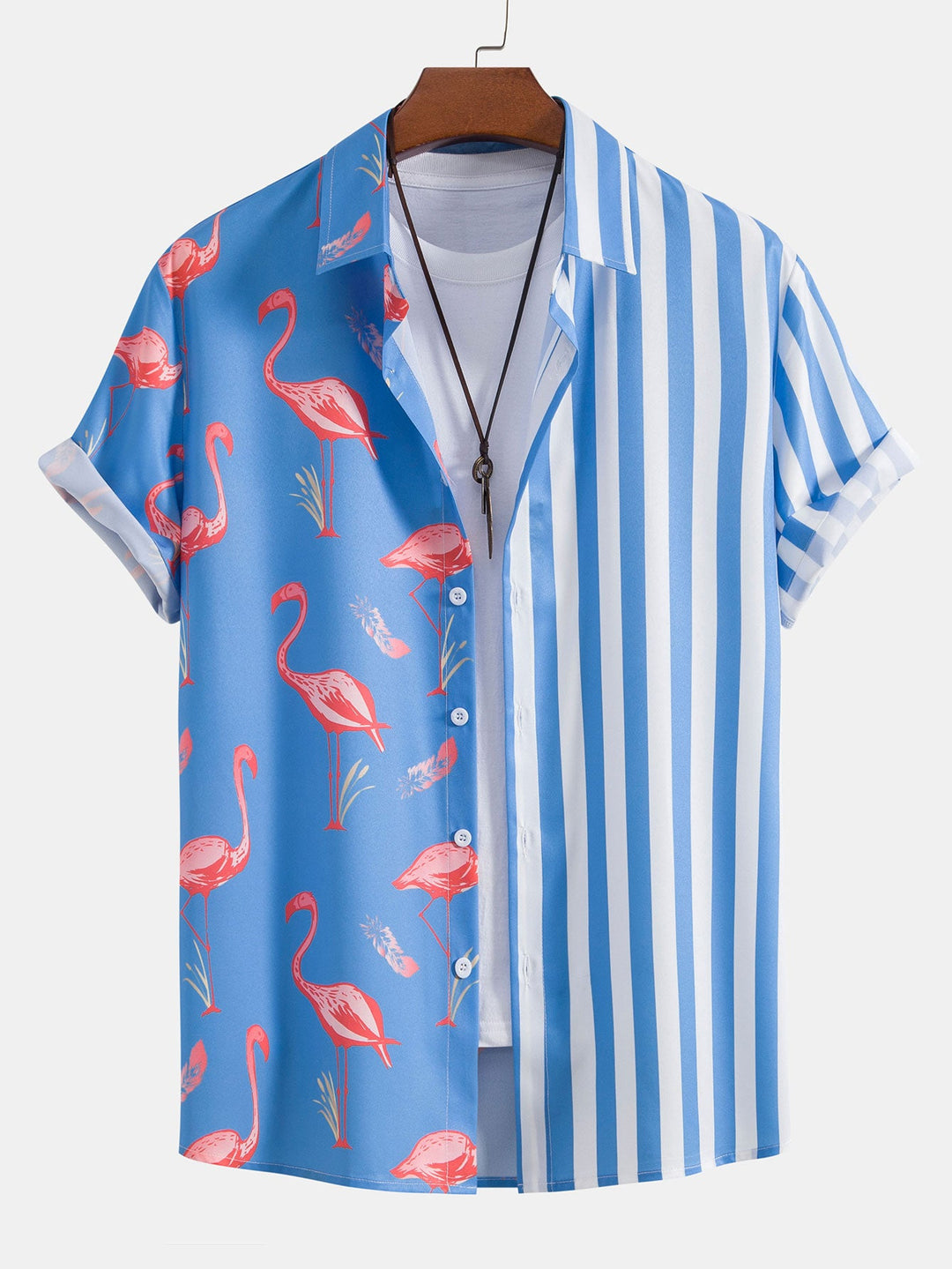 Hemd mit Flamingo-Streifen-Panel und Shorts zum Schwimmen