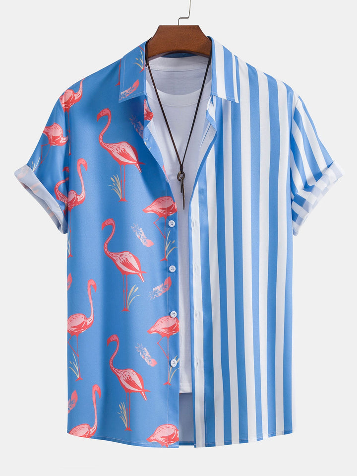 Hemd mit Flamingo-Streifen-Panel und Shorts zum Schwimmen