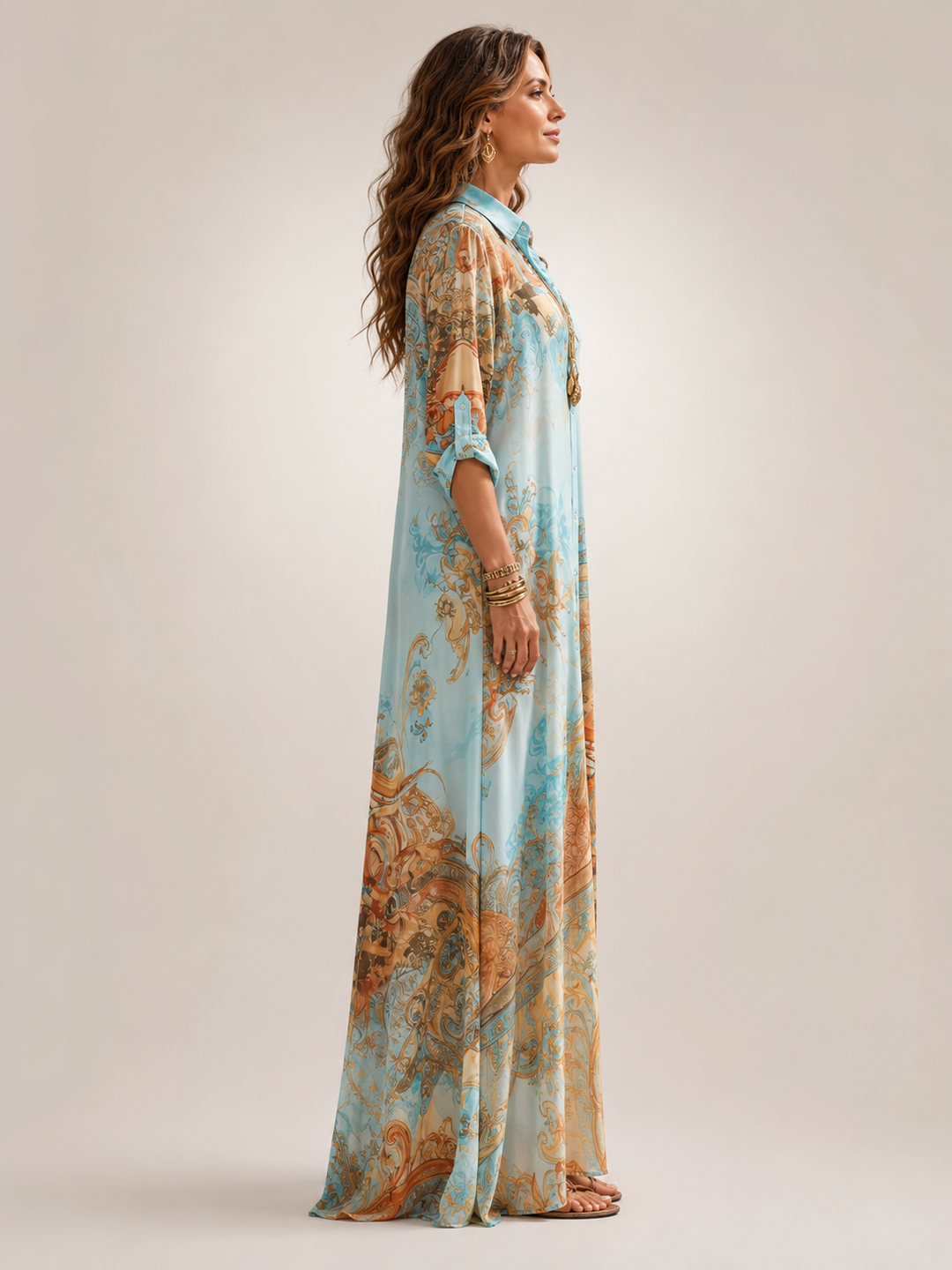 Liane | Geblümtes Maxikleid mit Knopfleiste