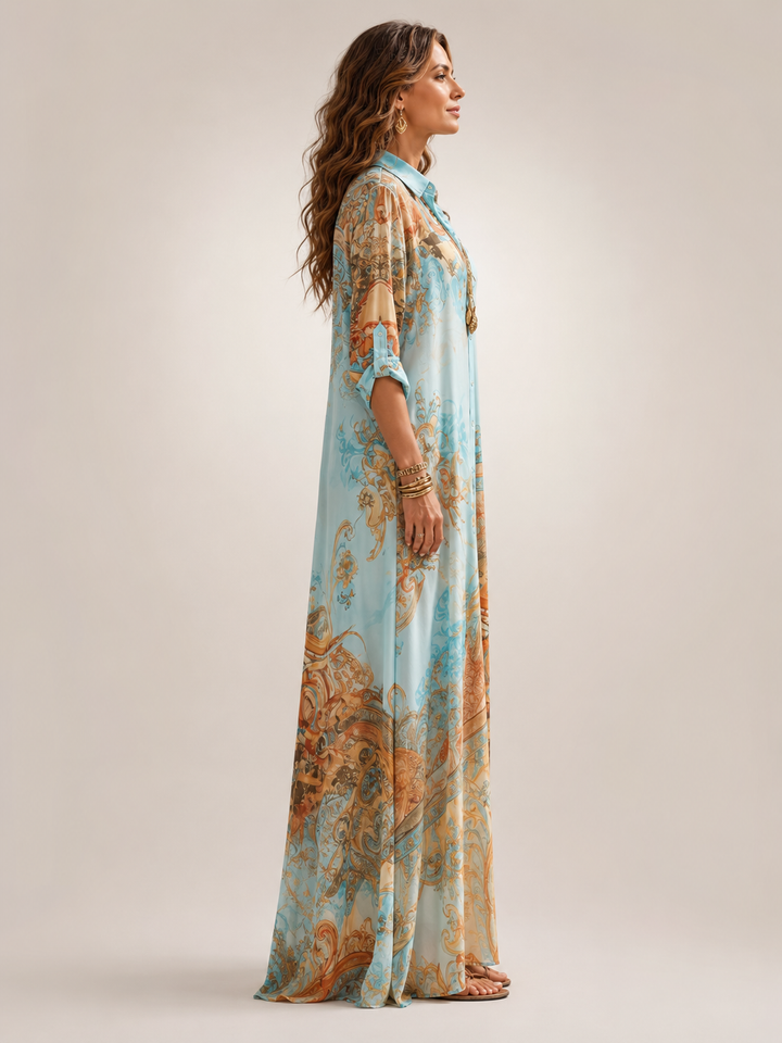 Liane | Geblümtes Maxikleid mit Knopfleiste
