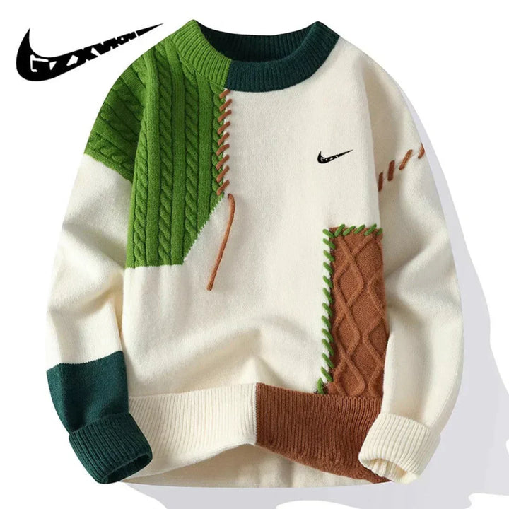 Patchwork-Strickpullover für Herren