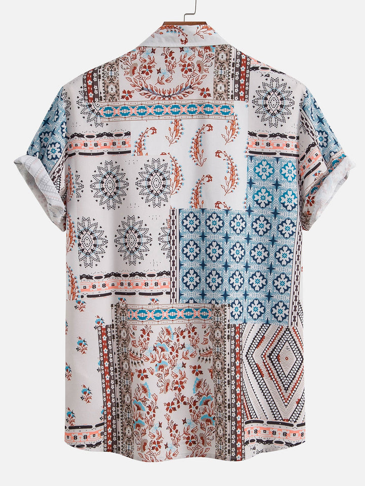Schal Print Hemden mit Knöpfen & Shorts