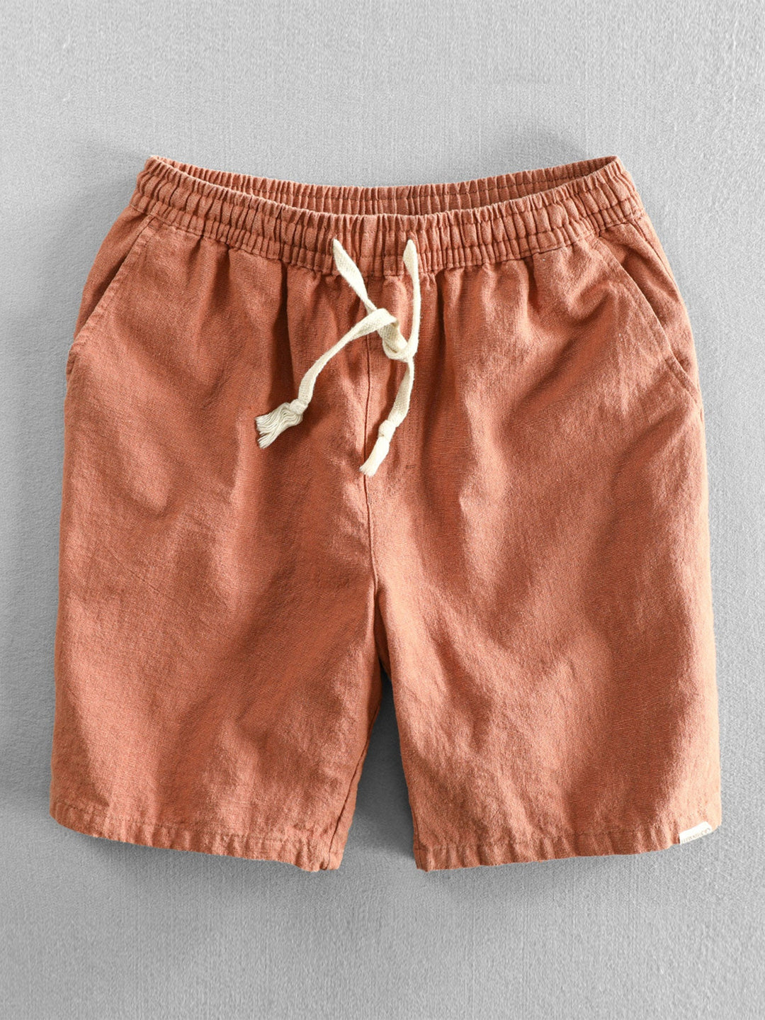 Geometrisches Jacquard Eyelet Cuban Hemd & Shorts aus Leinen-Baumwoll-Mischung