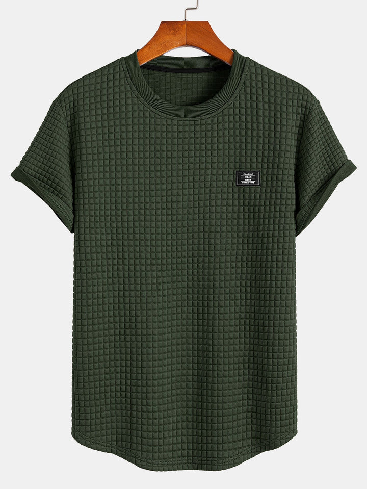 Kurzärmeliges Waffel-T-Shirt mit abgerundetem Saum & Shorts