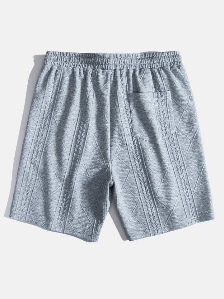 Kurzärmeliges geometrisches Jacquard-T-Shirt mit abgerundetem Saum & Shorts