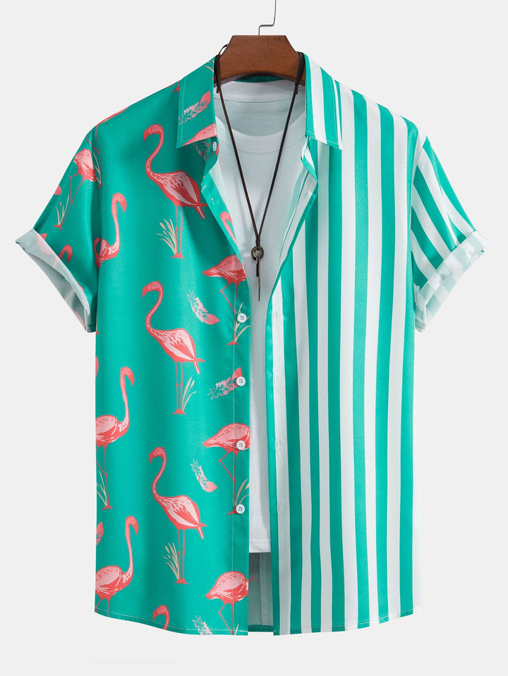 Hemd mit Flamingo-Streifen-Panel und Shorts zum Schwimmen