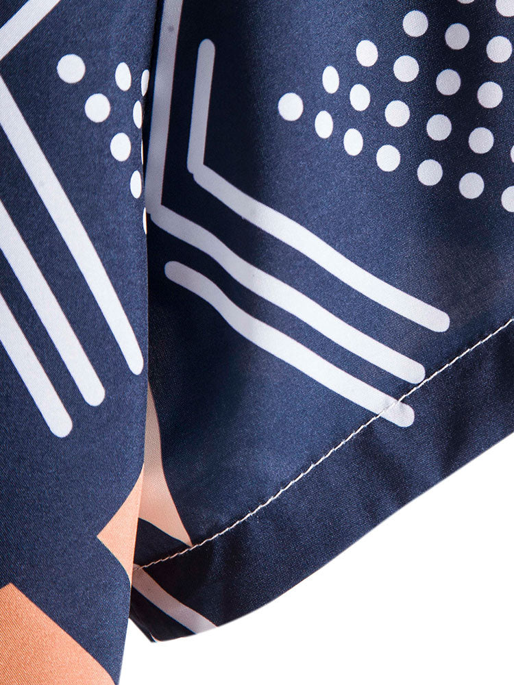 Geometrischer Print Hemd & Schwimmshorts