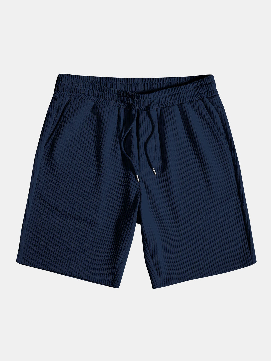 Muscle Fit Geripptes Stehkragen Hemd & Shorts