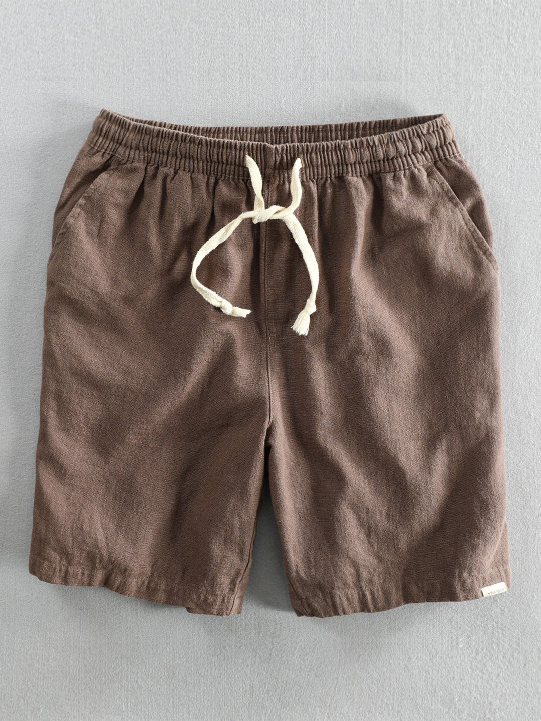 Geometrisches Jacquard Eyelet Cuban Hemd & Shorts aus Leinen-Baumwoll-Mischung