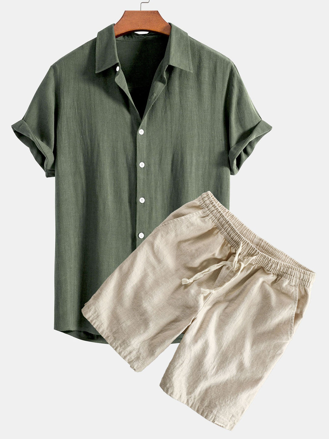 Hemd aus Leinen-Viskose-Mischung mit Knöpfen & Shorts aus Leinen-Baumwoll-Mischung mit Kordelzug