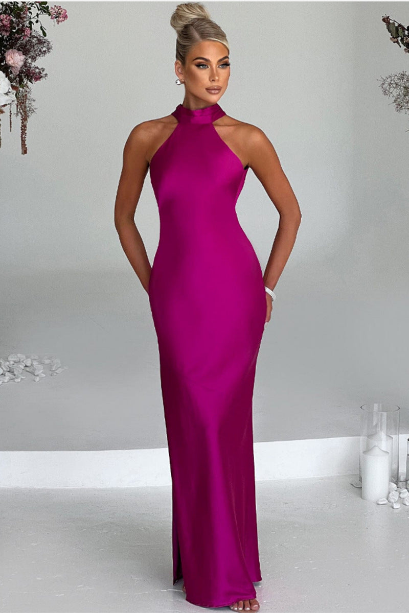 Sommerfeld | Elegantes Satin-Maxikleid mit Halter-Ausschnitt