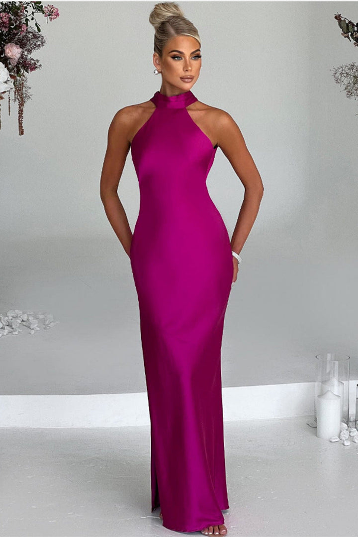 Sommerfeld | Elegantes Satin-Maxikleid mit Halter-Ausschnitt