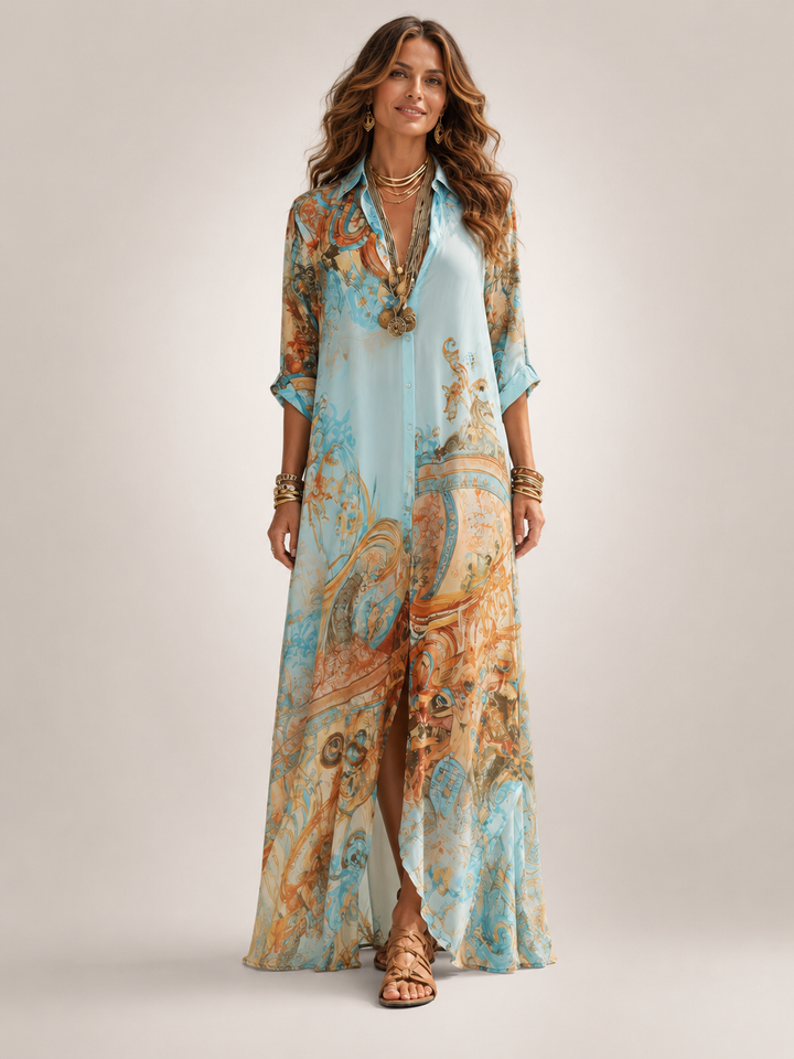 Liane | Geblümtes Maxikleid mit Knopfleiste