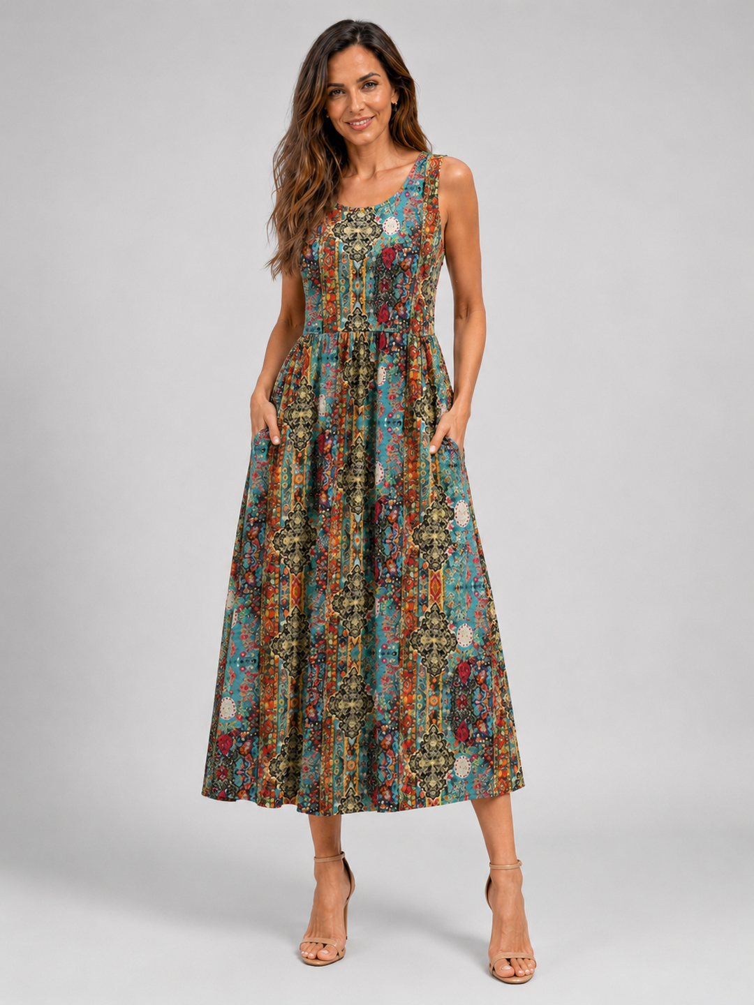 Franziska | Boho-Halterneck Midi-Kleid