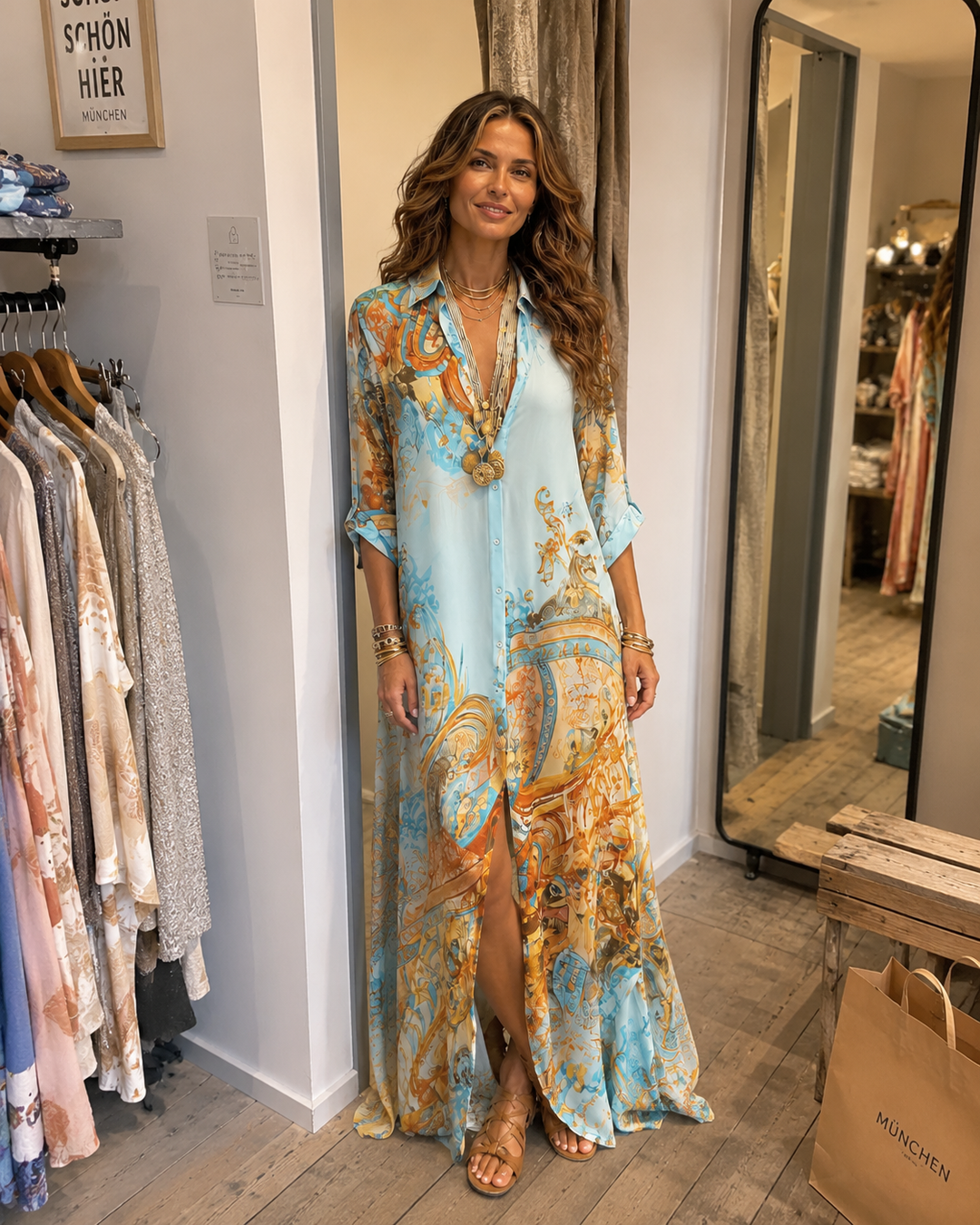 Liane | Geblümtes Maxikleid mit Knopfleiste