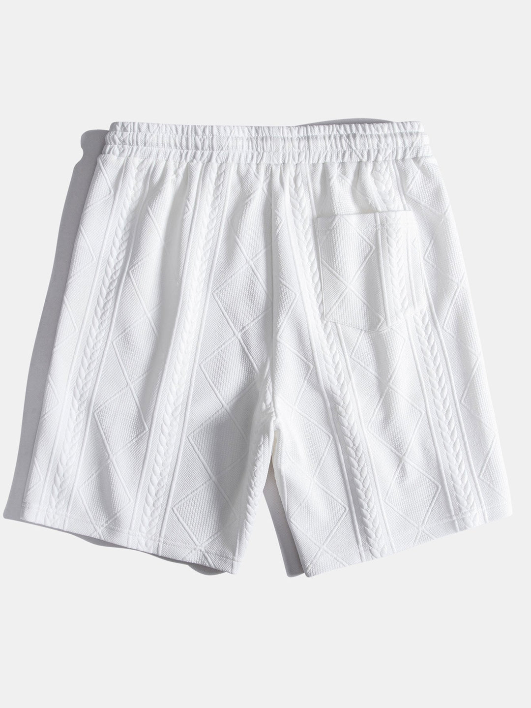 Kurzärmeliges geometrisches Jacquard-T-Shirt mit abgerundetem Saum & Shorts