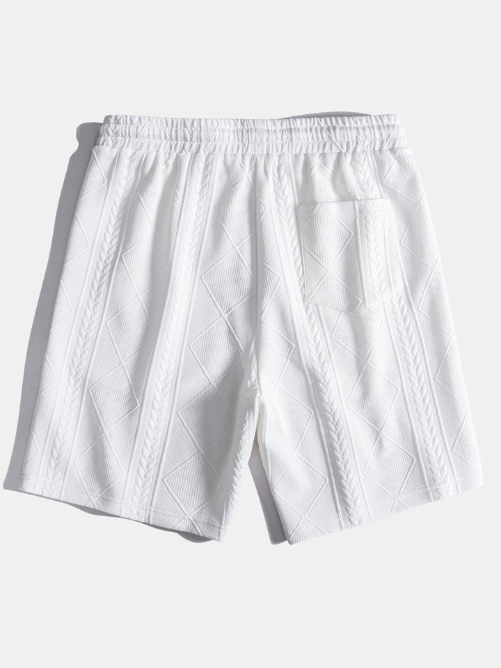 Kurzärmeliges geometrisches Jacquard-T-Shirt mit abgerundetem Saum & Shorts