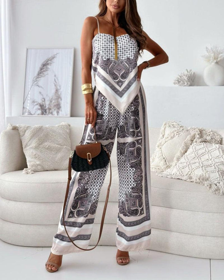 Helen | Urlaubstaugliches, stilvolles Schnür-Weste und Hose Zwei-Teile-Set Kleid