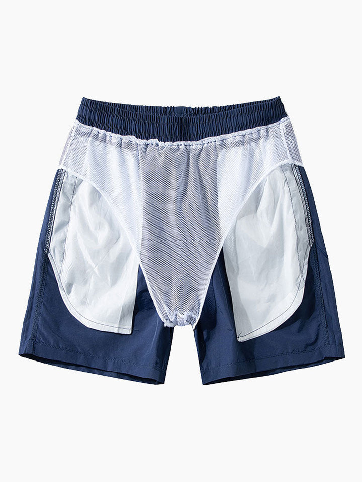 Leaf Farbe Block Print Button Up Shirt & Swim Short