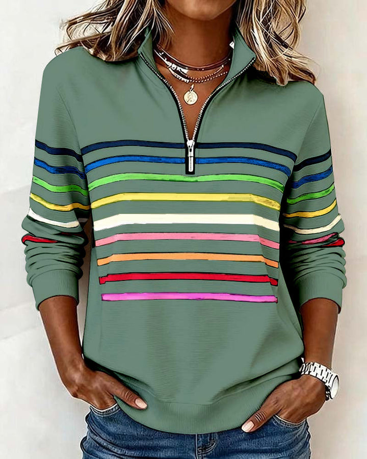 Sommerfeld | Gestreifter Pullover mit Viertel-Reißverschluss (1 Kaufen, 1 GRATIS dazu)