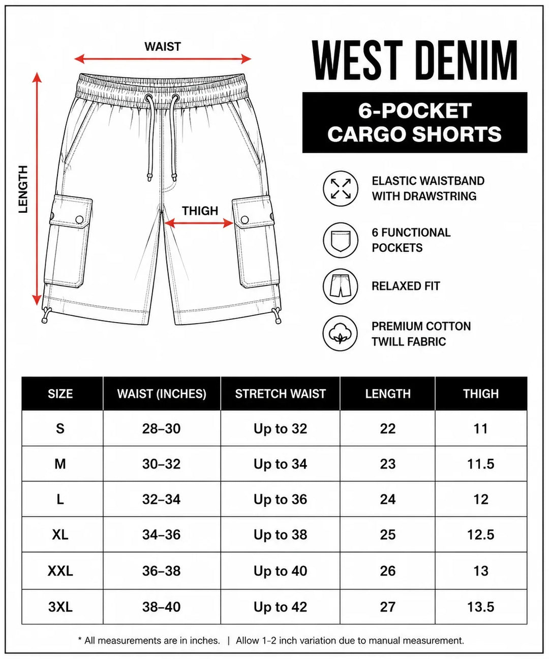 Sommerfeld | 3er-Pack Cargo-Shorts mit 6 Taschen