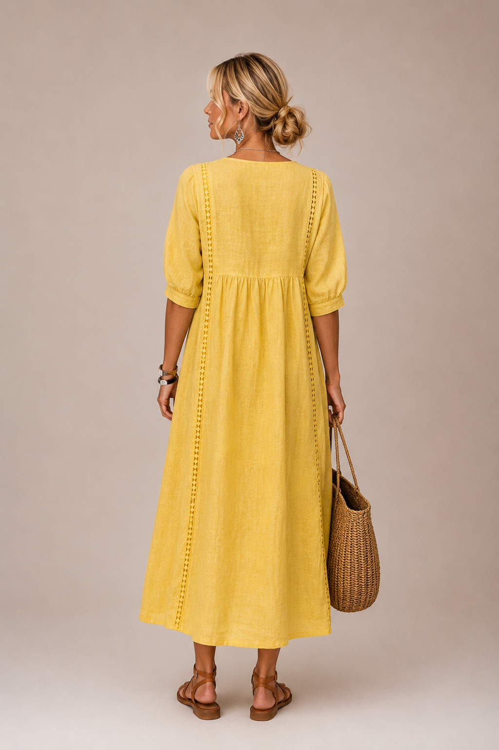 Sommerfeld | Leinen-Baumwollkleid mit Spitze (1 Kaufen, 1 GRATIS dazu)