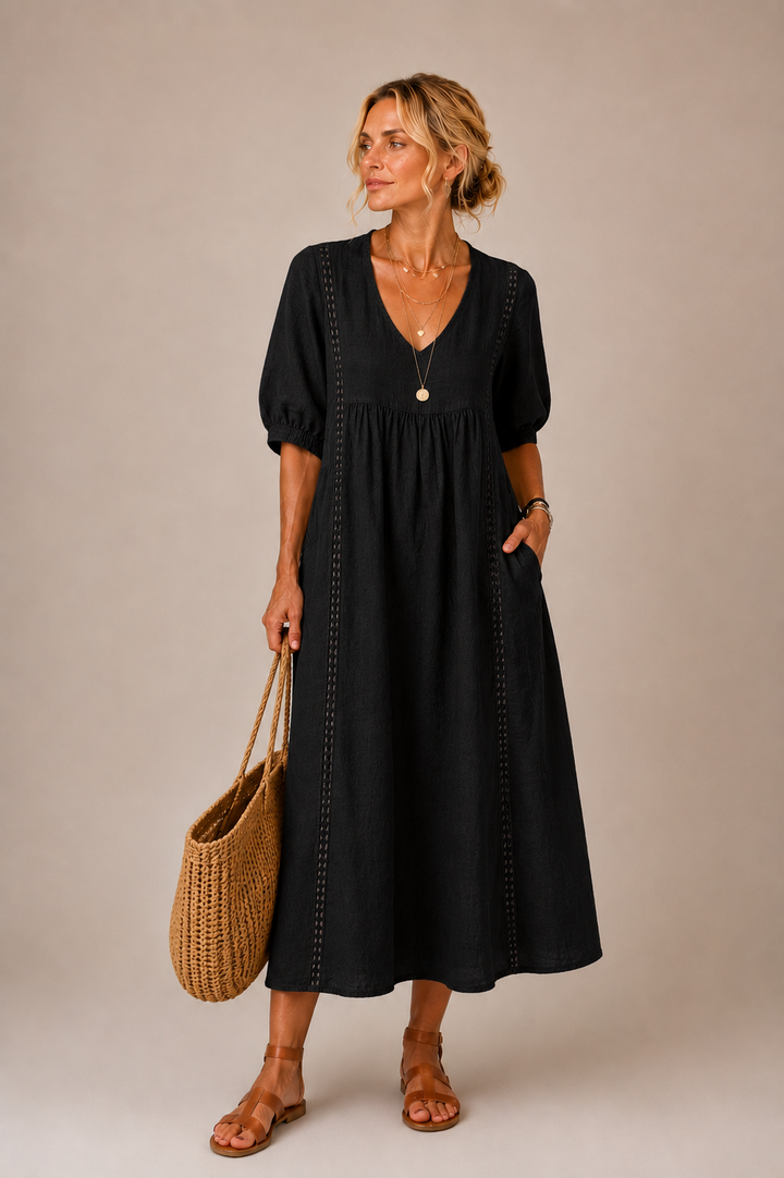 Sommerfeld | Leinen-Baumwollkleid mit Spitze (1 Kaufen, 1 GRATIS dazu)