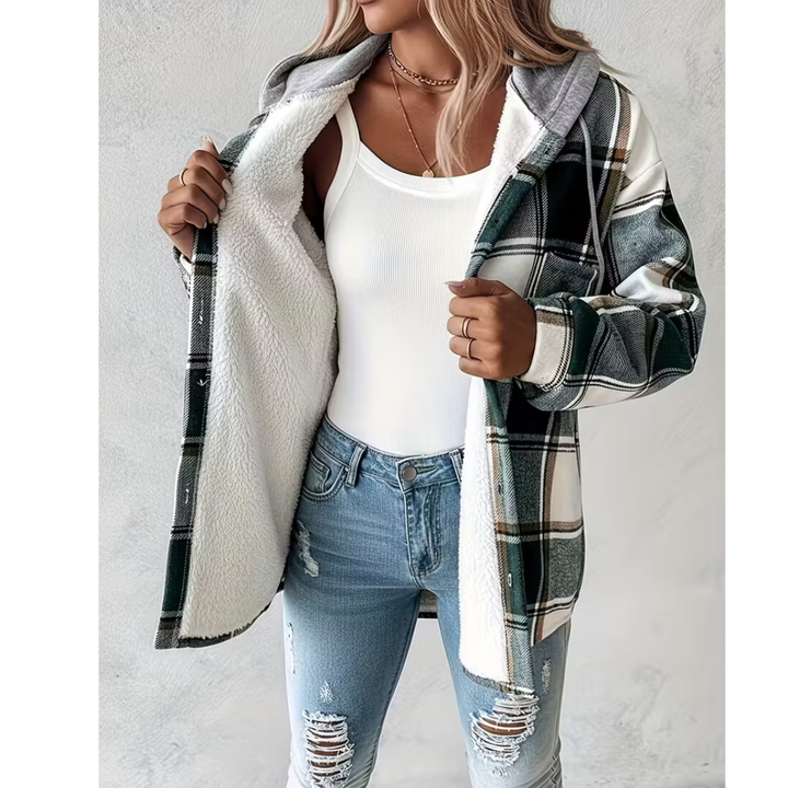 Sommerfeld | Karierte Hemdjacke mit Kapuze für Damen (1 kaufen, 1 GRATIS dazu)