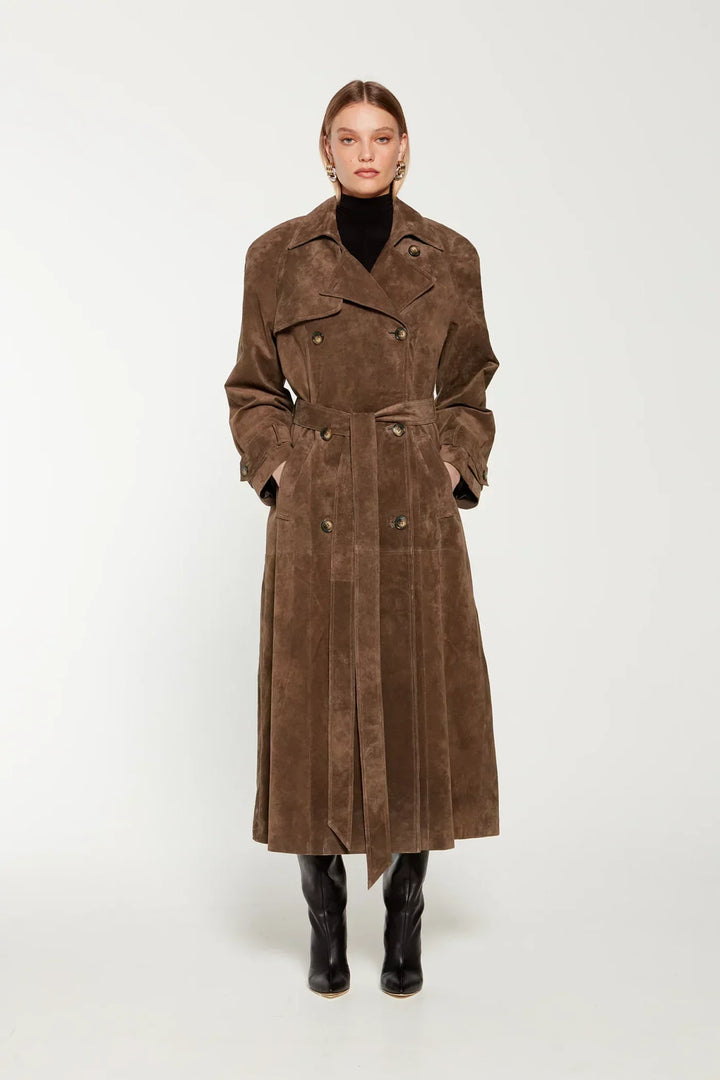Sommerfeld | Eleganter langer Wildleder-Trenchcoat für Damen